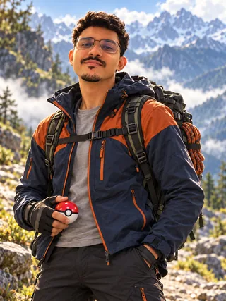 Pedro Cortez, piloto da Pactoz, em sua versão de aventureiro Pokémon